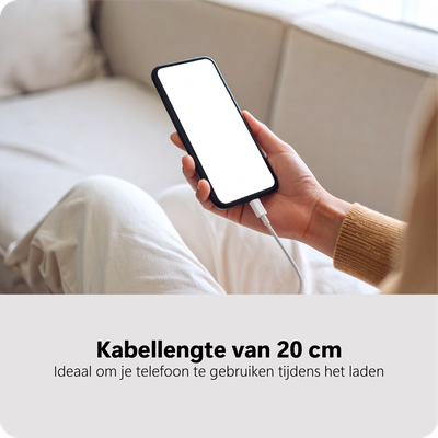 USB-A to USB-C PD Cable - 20cm - White