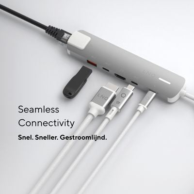 6in1 Pro USB-C 10Gbps Multiport Hub met 4K HDMI en Ethernet